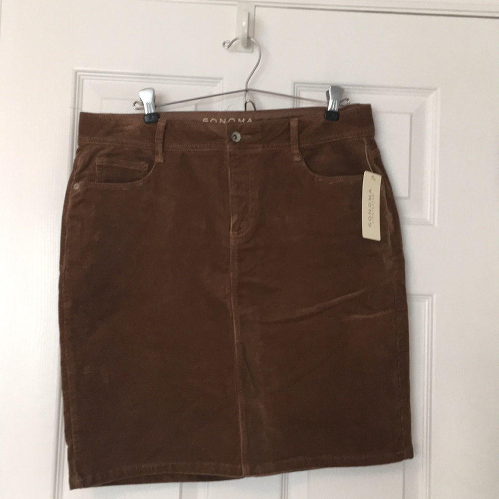 Knee length brown corduroy skirt size 8